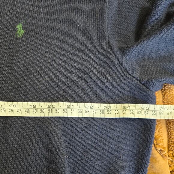 Polo Ralph Lauren Mens Vtg 90s Y2K Preppy Quarter Zip Heavy Knit Sweater XL Navy - Picture 9 of 10